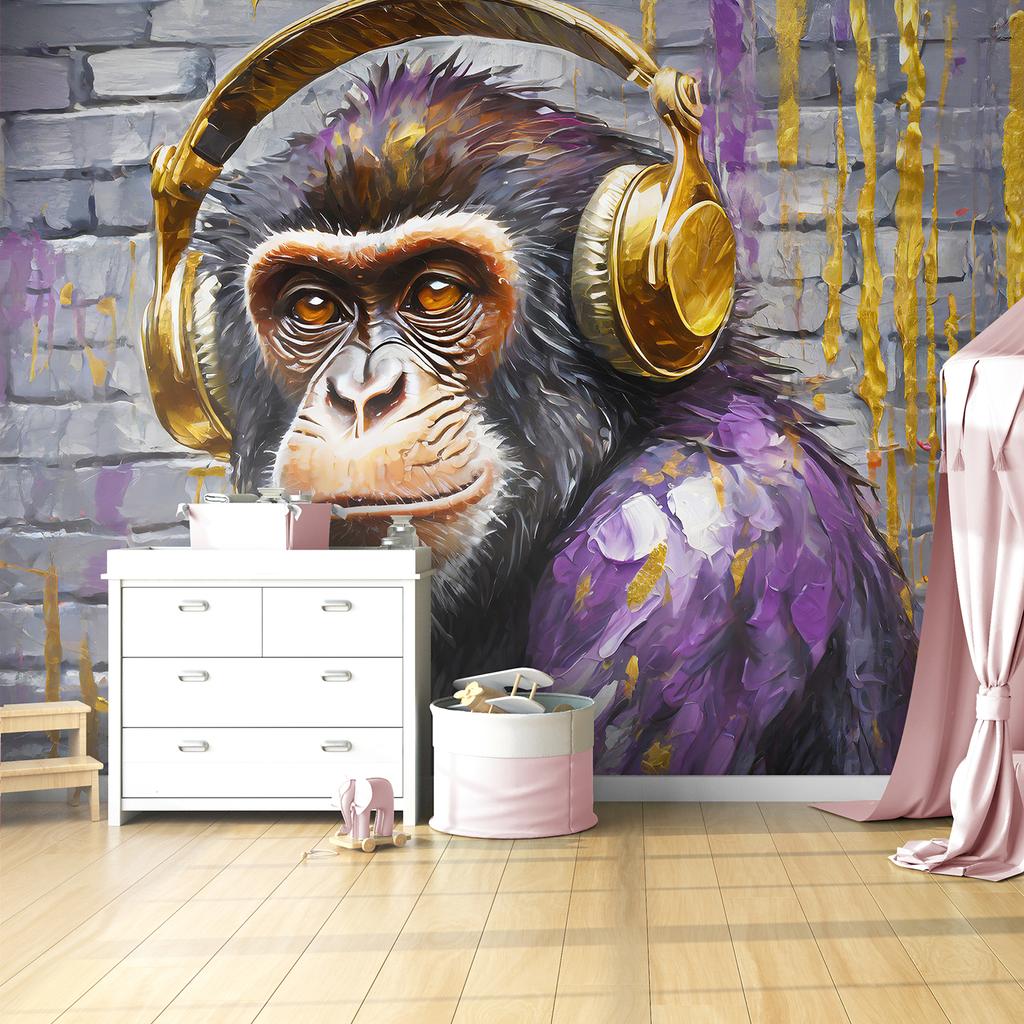 Wallpaper Monkey In Headphones