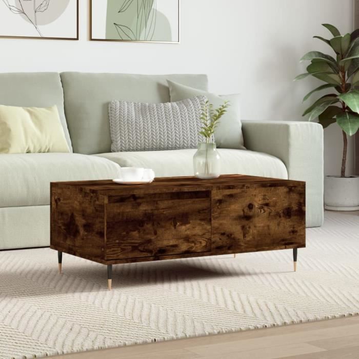 VidaXL Coffee Table Smoked Oak 90x50x36.5 Cm Engineered Wood 830801