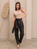 ISSA Plus Black Leather Trousers with Belt