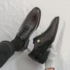 Fashion Trendy Fashionable Men Formal Leather Shoes Brown Lace-up Business Office Brand Leather Shoes Wedding Banquet Shoes Sizes 38-46
