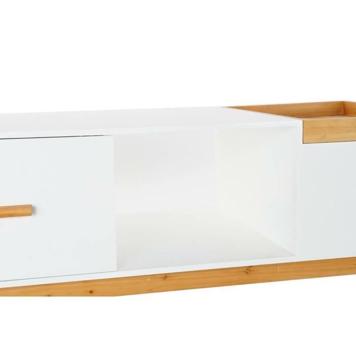 Table basse style scandi blanc - Marron bois 120 cm