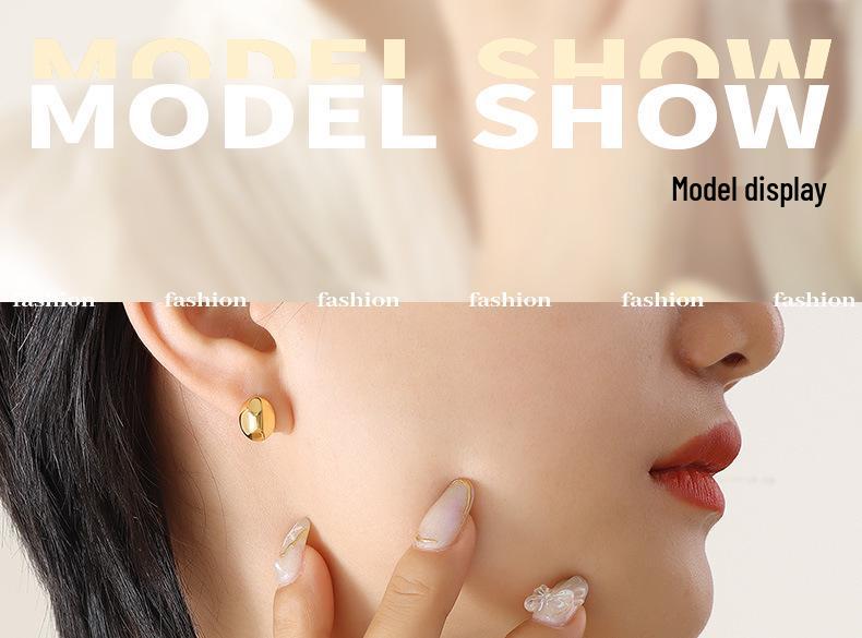 Korean Minimalist 18K Gold Plated Polygonal Stud Earrings in Titanium Steel