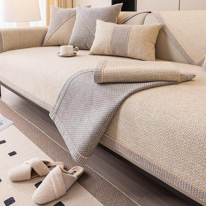 Cotton Linen Sofa Cushion Cover Four Seasons Fabric Simple Modern Anti-Scratch Non-Slip Sofa Protector 70*70cm