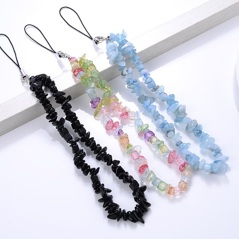 Creative Gravel Stone Mobile Phone Chain Women Girls Natural Bead Anti-Lost Fashion Jewelry Cellphone Strap Lanyard Hanging