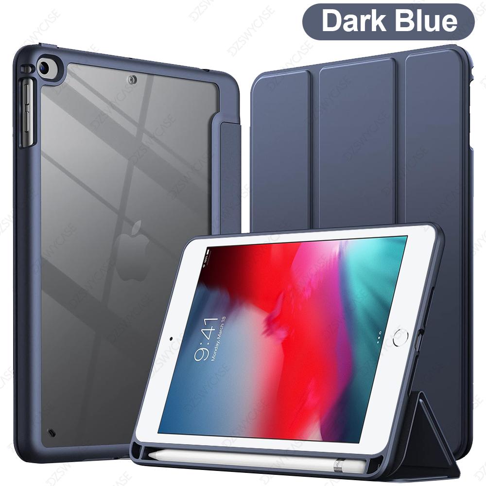 Case for iPad Mini 5/4 7.9 Inch Model / with Pencil Holder, Clear Transparent Back Slim Stand Anti-Shock Tablet Cover
