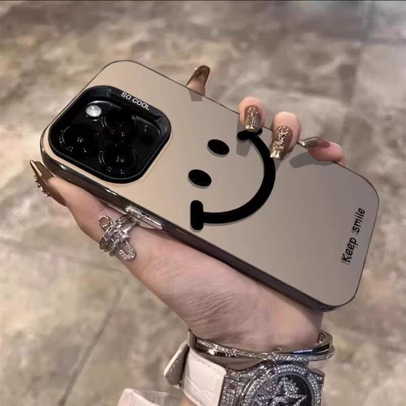 Simple smiley face Apple 16Pro mobile phone case iPhone15 color silver 14Promax premium 13 matte 12/11/x