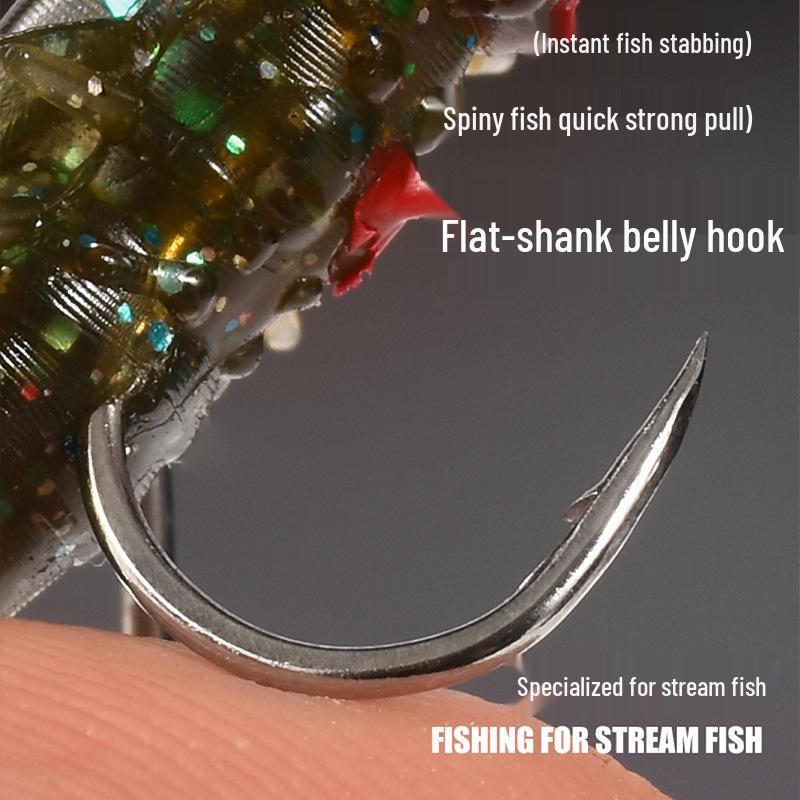 Bionischer Weichfliegenfischhaken: Künstlicher Insektenköder für Bachfischen, Weißfische und Döbel.