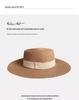 2025 Women's French Flat Top Straw Fedora - Large Fit Seaside Beach Sun Hat