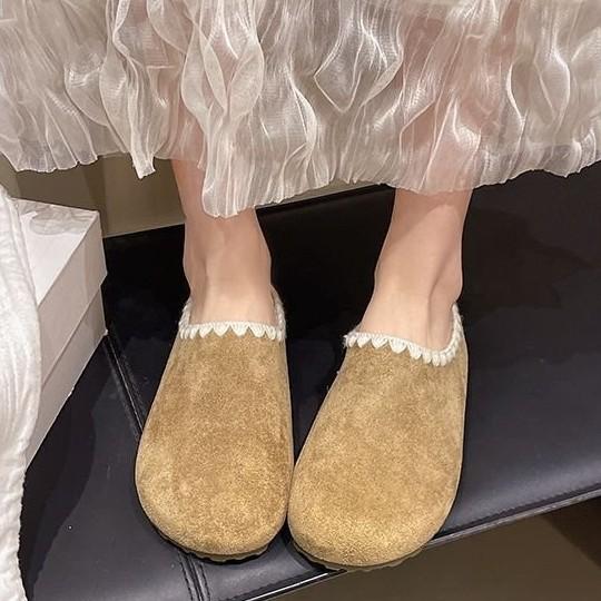 Boken slippers women's outerwear 2025 new autumn super fire retro versatile lazy one pedal lace bag head half drag