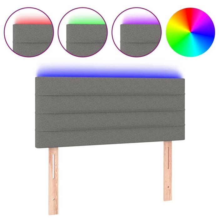 VidaXL Tête de Lit à LED Meuble de Chambre à Coucher Accessoire de Lit Simple Tête de Cadre de Lit Intérieur Gris Foncé 3121727