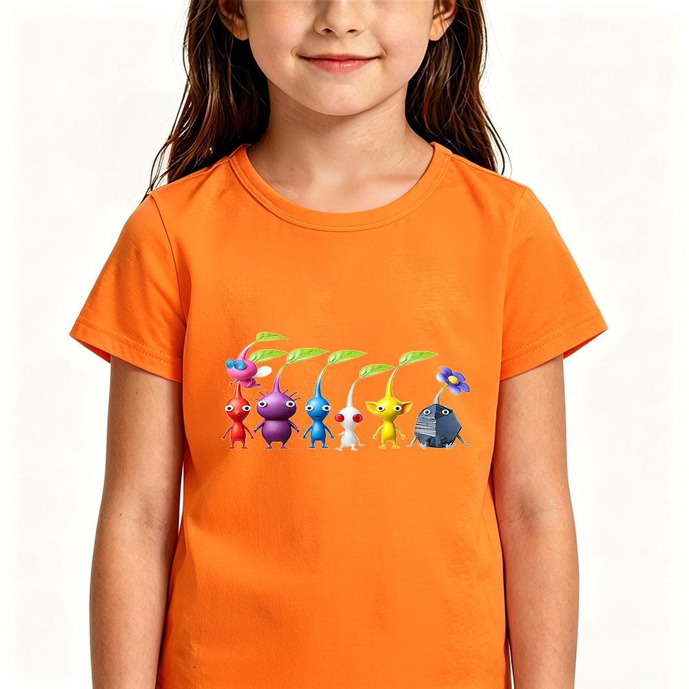 100% Cotton Game Pikmin Children's T-Shirt Funny Casual Kids Top Cartoon Graphic Printing Tees O-Neck Short Sleeve Summer Wear