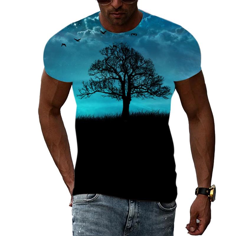 Summer Night Scene graphic t shirts Men Fashion Trend Creative Pattern T-shirt Hip Hop harajuku Handsome 3D Print t-shirts Tops