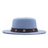 New big-brimmed top hat men's and women's retro British flat-top flat-brimmed woolen hat sun hat
