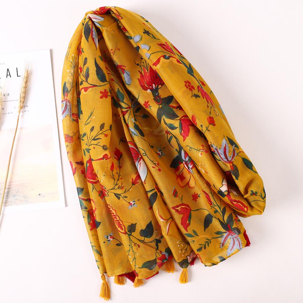 Luxury Brand Cotton Scarf Women Large Shawls Pashmina Muslim Hijab Foulard Design Print Lady Beach Stole Head Scarves Pareo