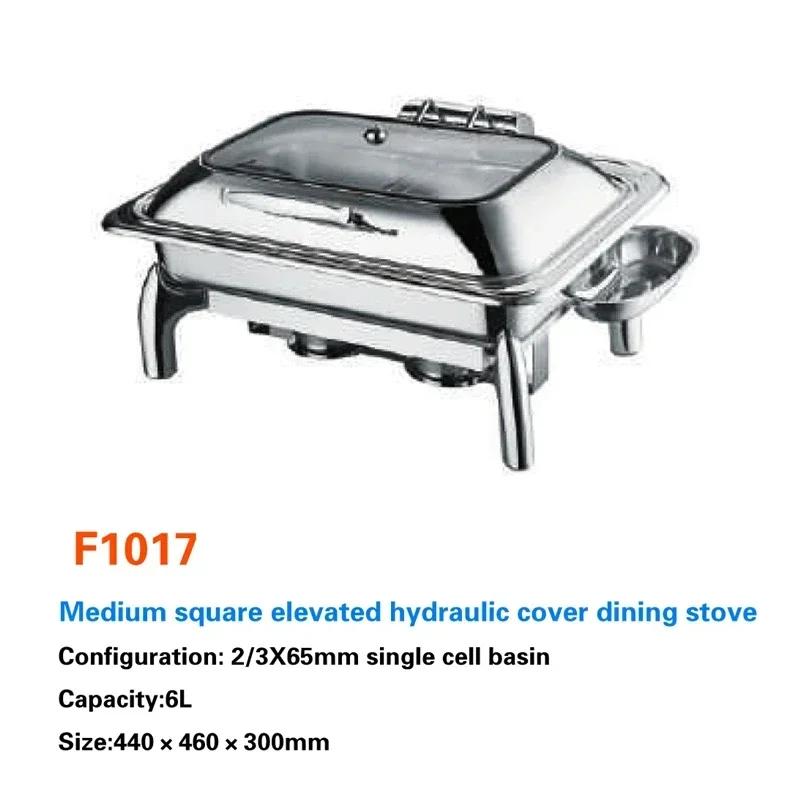 Buffet-Speisenwärmer Kommerzielles Buffet-Chaffing-Dish Luxus für Hotel Hydraulischer Buffetherd Hotpot Edelstahlgeschirr Royal