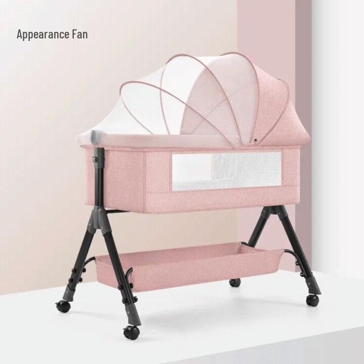 Multifunctional Foldable Baby Cradle Bed: Newborn Crib & Children's Bed with Mobile Splicing.