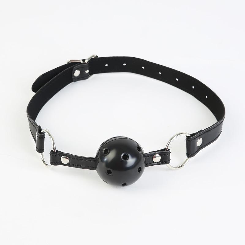 Silent Leather Gag Ball with Bell - Black, Red, Pink