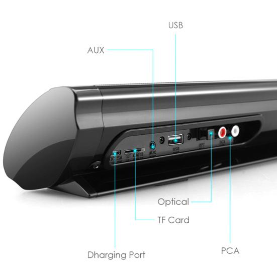 Bluetooth 5.0 Wireless TV Soundbar Home Theater Wall-Mounted Sound Bar Speaker