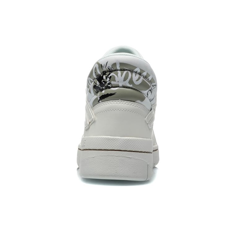 Li Ning Superwave Textile, Synthetic Leather Slip Resistant Abrasion Resistant Mid top Skateboard Shoes Men's White AGCQ061-1