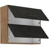 Meuble haut ROCK - Mélaminé décor chene lancelot et gris matera - 2 portes - L80 x H72 cm