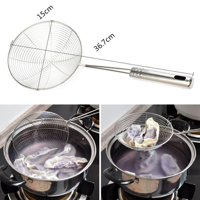 1pcs Stainless Steel Strainer Fried Food Filter Soup Spoon Kitchen Tools Noodles Dumplings Chaotic Long Handle Filter Spoon
