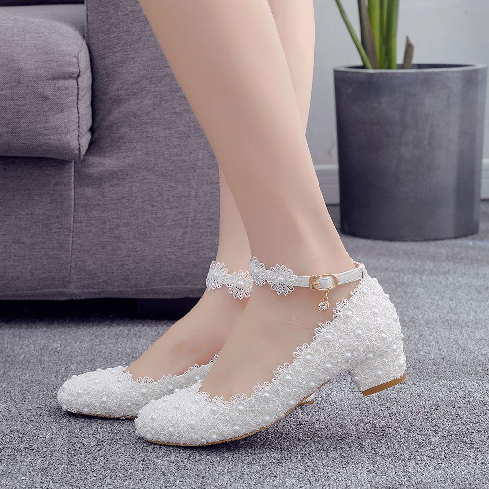 

Fashion Women 3CM High Heels White Lace Pearl Wedding Shoes Sexy Bride Party Pointed Toe Shallow Mouth Pumps Shoe Bridesmaid Pink 35 белый