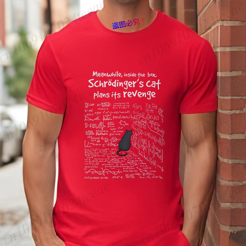 S-schrödinger's Cat Men T-shirts Funny Math Formula Tshirt Vengeance Cat Male Clothes Short Sleeve Tops Fashion Graphic Shirt