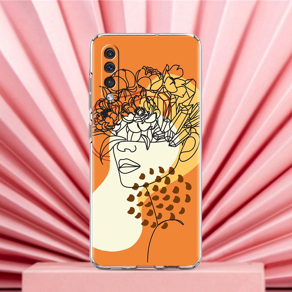 Phone Case For Samsung A56 A36 A26 A24 A16 A14 A12 A32 A50 A70 A20E A22 A40 A34 A54 A42 A52 5G A04s A06 Cover One Line Art