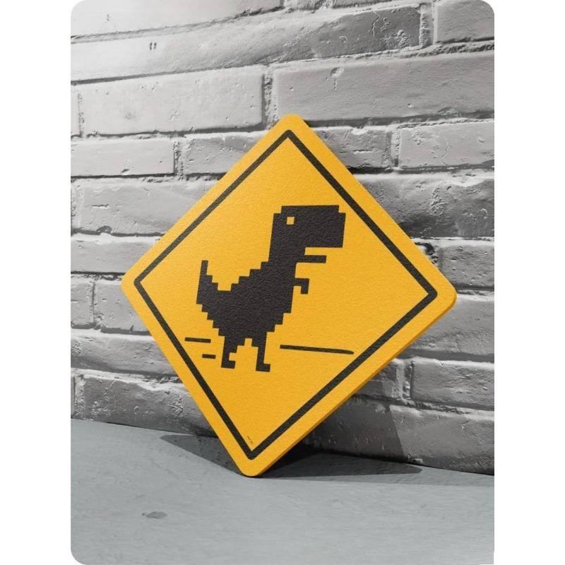 Funny  Beware of Dinosaur  Metal Sign Door Wall Decor 20x20cm