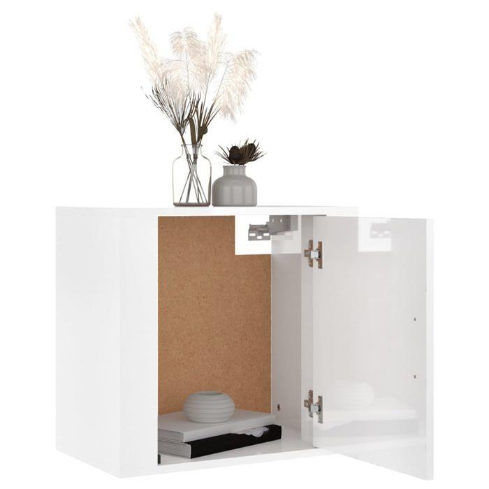 Table de chevet murale - Maison Exclusive - Blanc brillant - Bois d'ingénierie - 50 x 30 x 47 cm