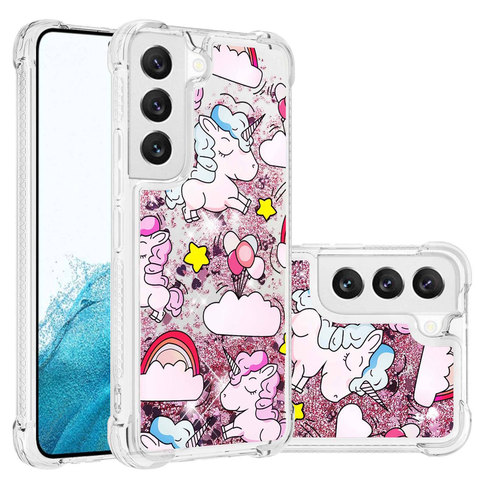 

For Samsung Galaxy S23TPU Case with Quicksand and Pattern Printed Horse and Cloud