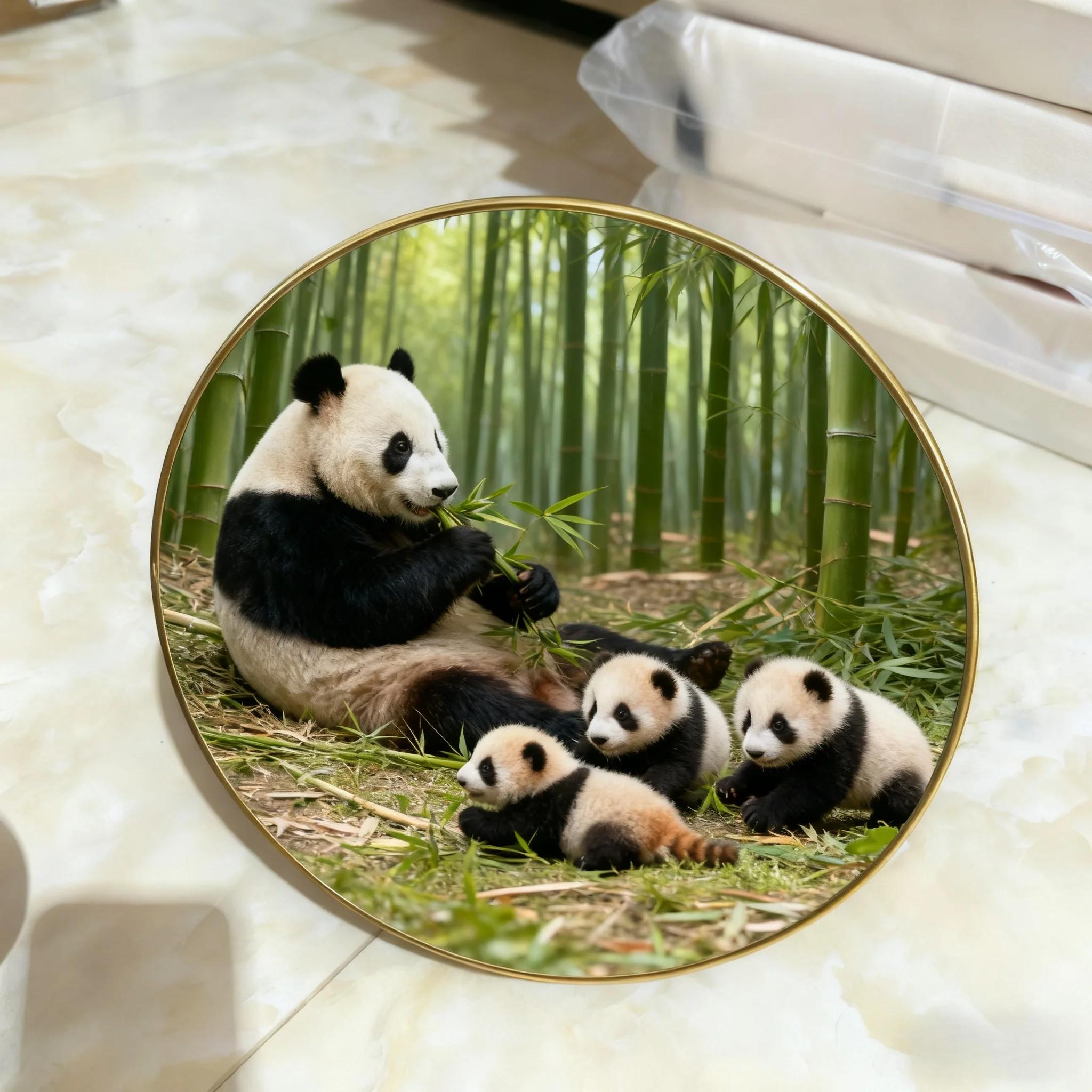 

Panda Photo Frame Painting - Chinese National Treasure-Level Panda Portrait Perfect Home Decoration Ornament for Living Spaces 20X20CM