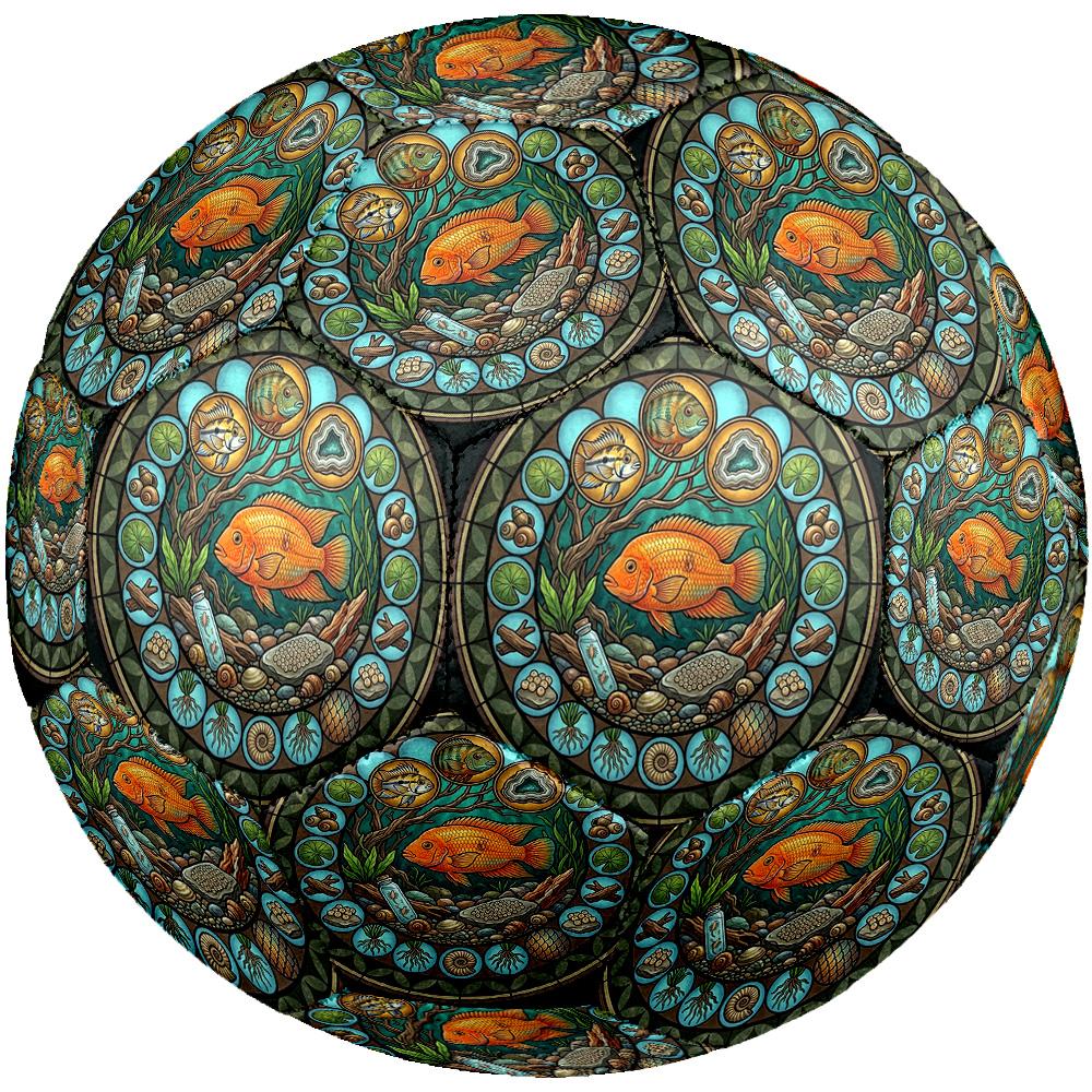 Aquatic Life Mandala Round Football Size 5 Adult Ball Suitable for Training Matches and Outdoor Team.