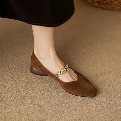 Fashion Women Single Shoes Metal Heels Shallow Mouth Branded Pumps Mary Jane Single Shoes Ladies Metalic Latest Low Zapatillas De Mujer