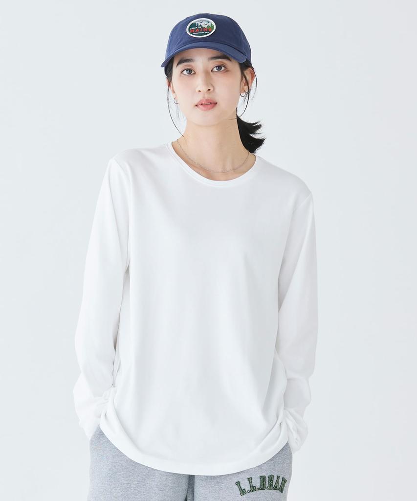 Long Sleeve Crew US Fit Creamy 1000162449 L.L.Bean Women's L.L.Bean Tee, Neck, Regular, L, Apricot, Pink,