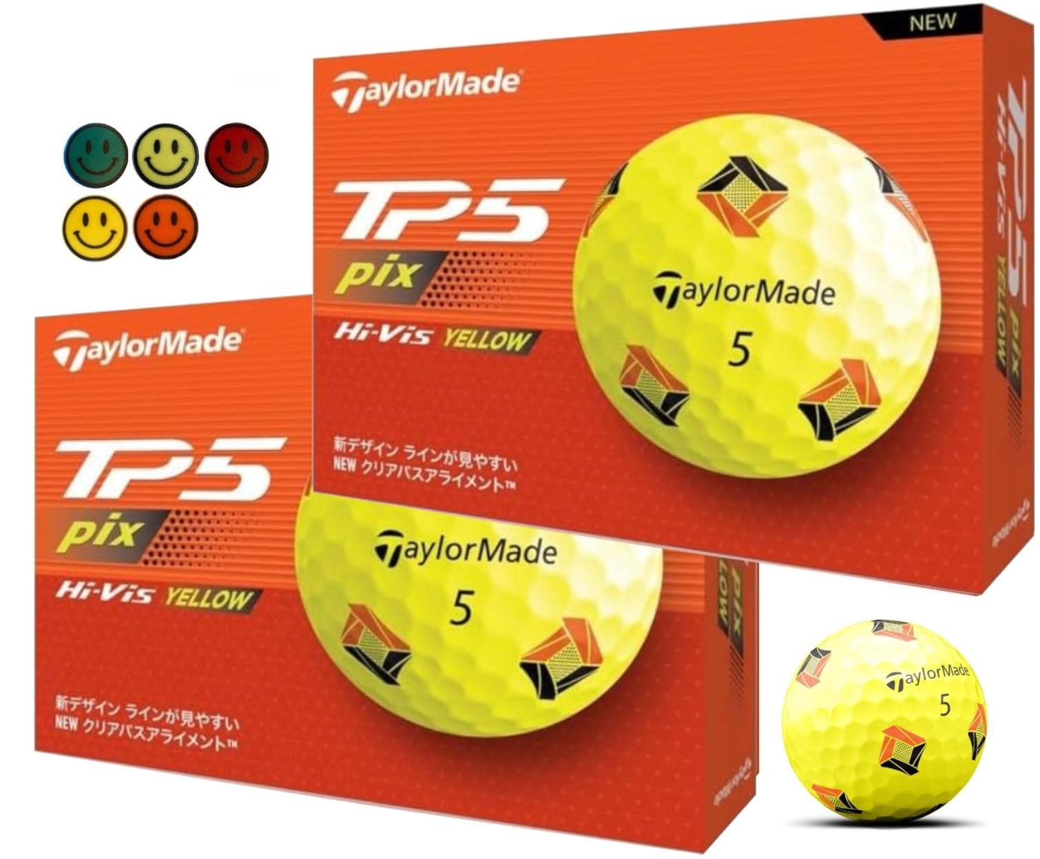

TP5 / TP5x / TP5 pix / TP5x pix Series 2024 Model – 2 Dozen with 5 Ball Markers (TP5 pix Yellow, 2 Dozen) белый