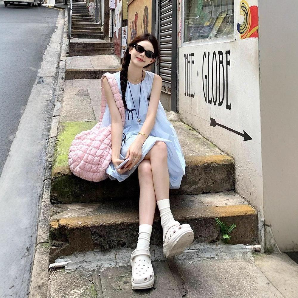 French temperament sleeveless slim dress children's summer new small first love doll skirt bud short skirt