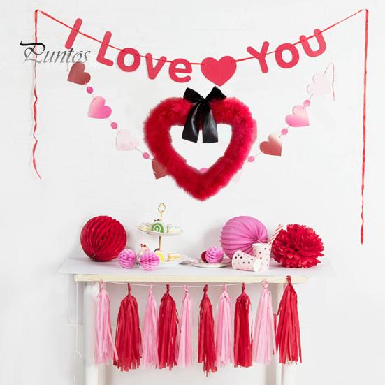 Doorway Valentine's Banner Day Heart Garland Door Festive Party Decor for Indoor Outdoor Wreath Wall Window Plastic Decoration Romantic Celebration
