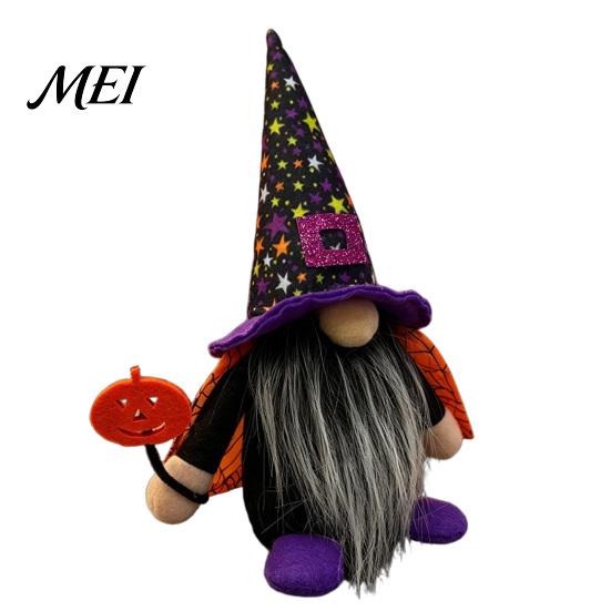 Star Striped Peaked Hat Gnomes Halloween Gnome Decoration, Witch Swedish Tomte Ornament, Plush Handmade Fabric Dwarf Dolls Scandinavian Elf for Party