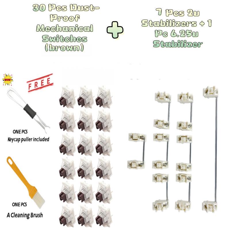 

ITLY Mechanical Keyboard Switch Kit: Blue, Black, Brown, Red Switches, Stabilizer, Keycap Puller