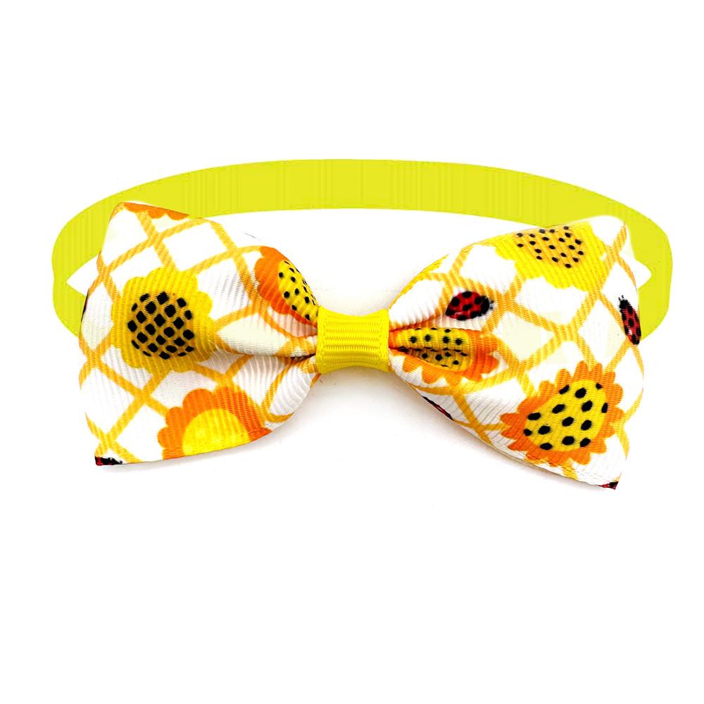 50pcs Dog Bowties Cat Pet Grooming Bows Sunflowers Pattern Pet Products Flowers Style Dog Bows Dog Ties Supplies for Small Dogs