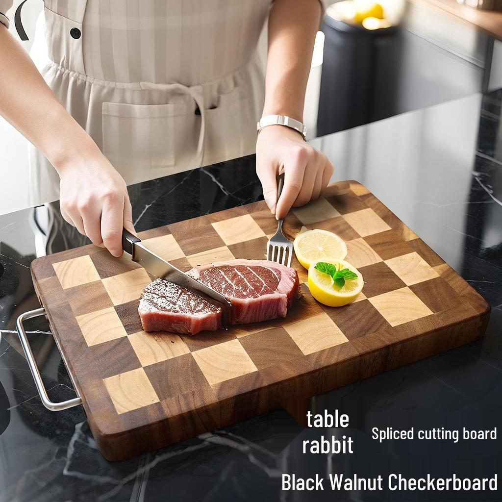 Double-Sided Solid Wood Cutting Board with Tenon and Mortise Design, Perfect for Kitchen Use on Fruits, Vegetables, and Everyday Chopping.