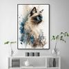 Retro Elegant Cute Watercolor Siamese English Short Cat Art Poster Oil Canvas Printed Mural Living Room Bedroom Home Decoration