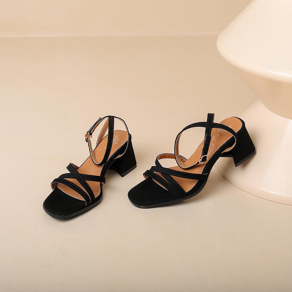 Sandálias Pretas Femininas Salto Alto Tamanho Pequeno Grande 32 48