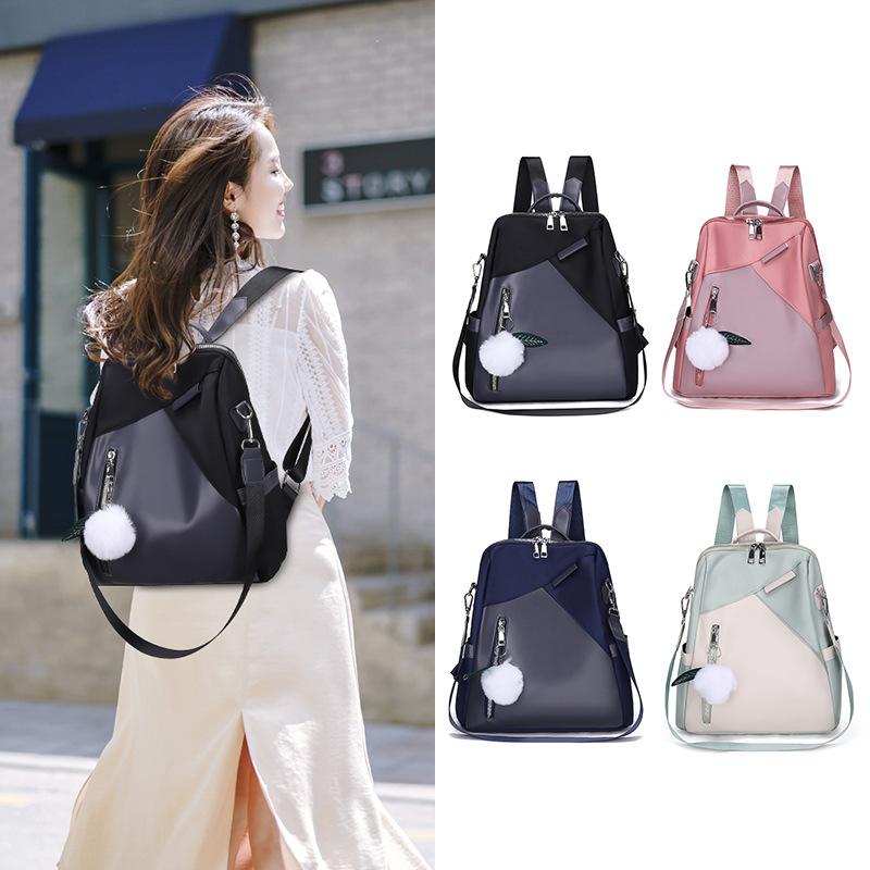 Oxford Cloth Backpack Korean Version of the New Trendy Backpack Color Matching Women's Fashion Casual Nylon Anti-theft Travel Backpack