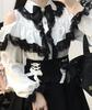 Cute Removable Long French Student White [XHSUKADO] Open-Shoulder Blouse, Mass-Produced Style, Women's, 2-Layer Lace, Ruffles, Ribbon, Pearl, Sleeve,
