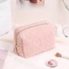 Portable Travel  Fur Cosmetic Bag High Value Plush Storage Bag Handheld Bag Simple Style Stationery Pencil Case
