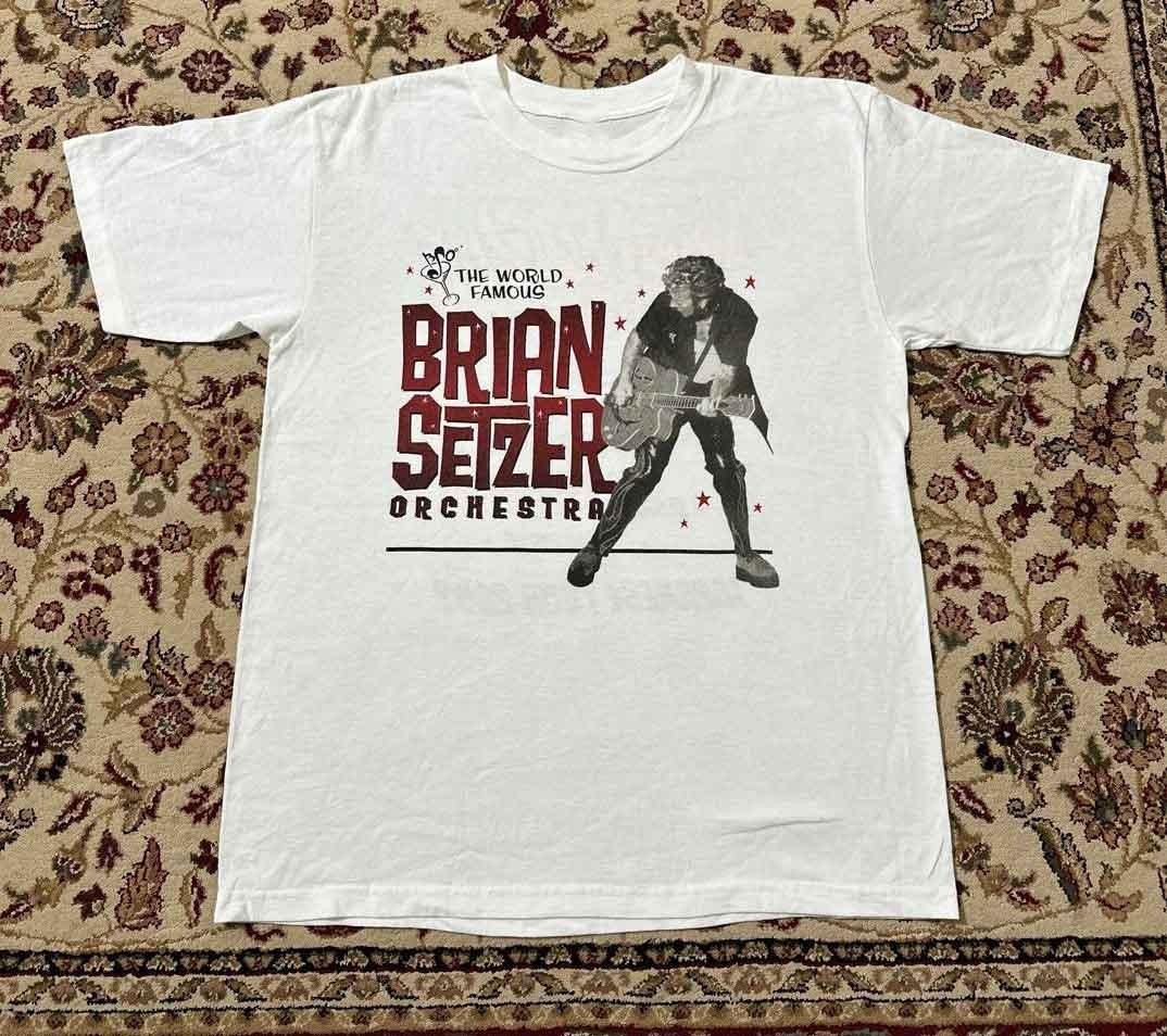 Vtg Brian Setzer Live In Concert Cotton White All Size Unisex Shirt CM748 S