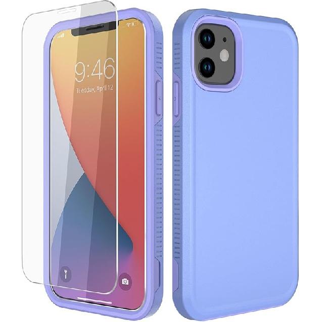 

Diverbox для чохла iPhone 11 [Протиударний] [Захищений від падінь] [Захисне скло для екрана], Чохол для телефону з посиленим захистом для Apple iPhone 11 Purple-2in1