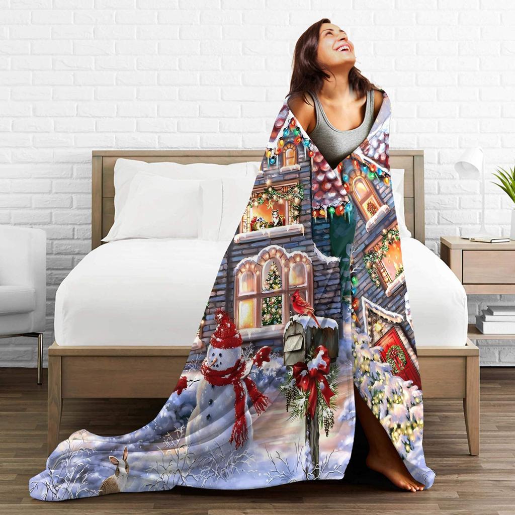 Christmas Eve Blanket Travel Flannel Throw Blanket For Couch Chair Warm Soft Custom Quality Bedspread Gift Idea